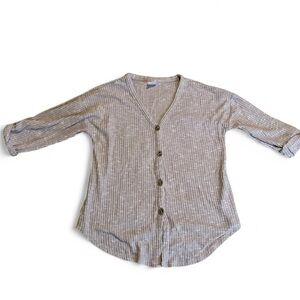 Button-Up Lightweight Sweater NoBo Roll Sleeve Brown